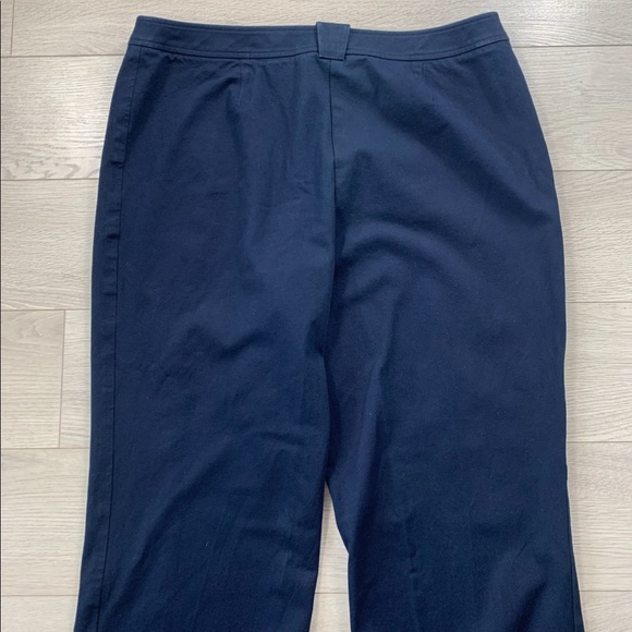 St. John Sport Navy Cotton High Waisted Wide Leg Trouser Pants - Picture 5 of 10
